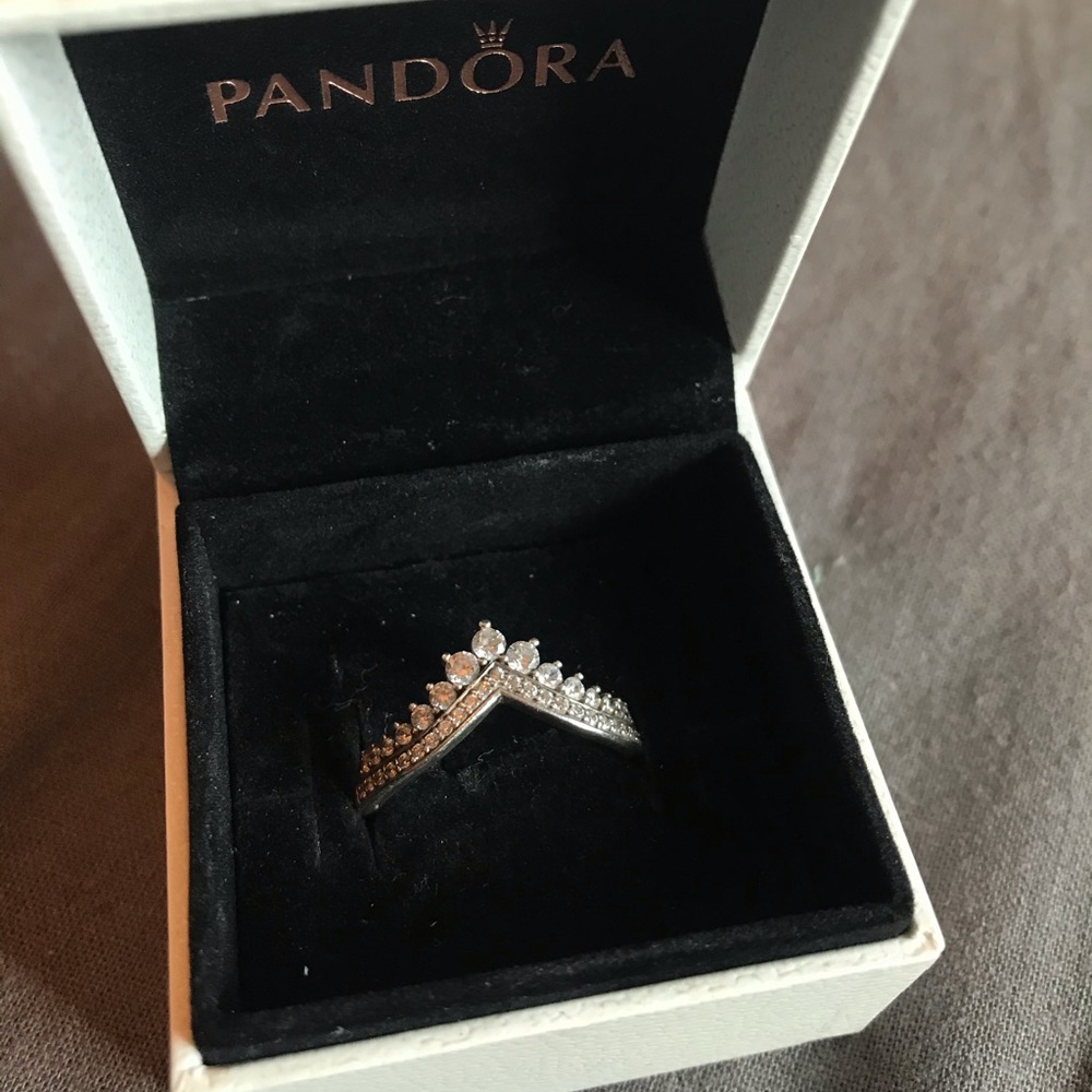 Pandora silver princess wishbone ring